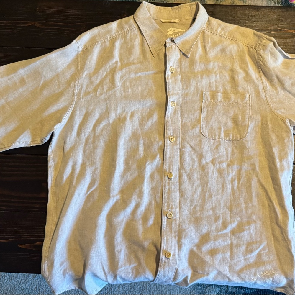 Men's Beige Button-Up Shirt